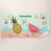 Niedliche Ananas und Wassermelone Personalisiert Strandtuch (Vorderseite)