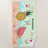 Niedliche Ananas und Wassermelone Personalisiert Strandtuch (Vorderseite)