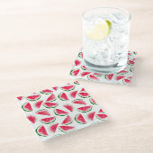 Niedliche Ananas- und Watermelonmuster Glasuntersetzer (Schrägansicht)