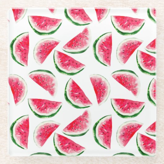 Niedliche Ananas- und Watermelonmuster Glasuntersetzer (Vorderseite)