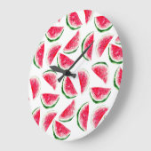 Niedliche Ananas- und Watermelonmuster Große Wanduhr (Winkel)