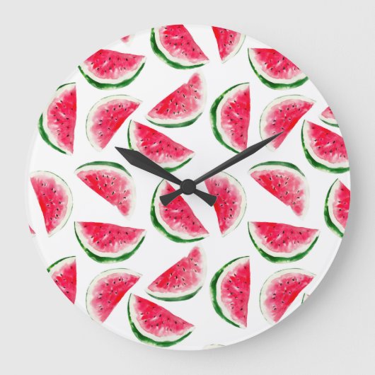 Niedliche Ananas- und Watermelonmuster Große Wanduhr (Vorderseite)