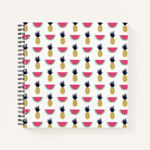 Niedliche Ananas & Watermelon Doodle Muster Notizblock
