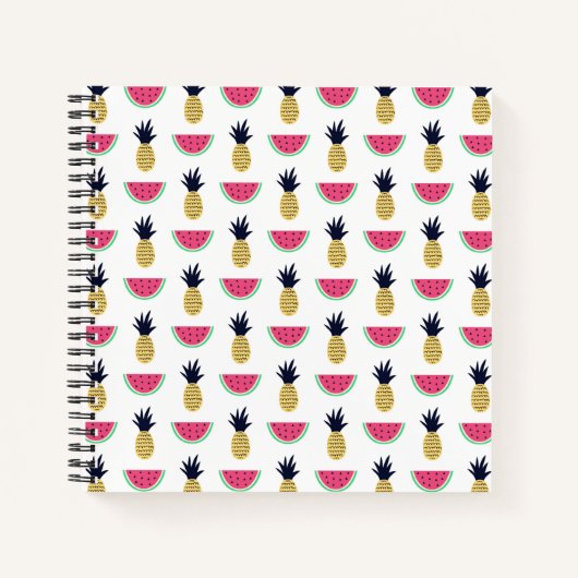Niedliche Ananas & Watermelon Doodle Muster Notizblock (Vorderseite)