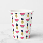 Niedliche Ananas & Watermelon Doodle Muster Pappbecher (Rückseite)