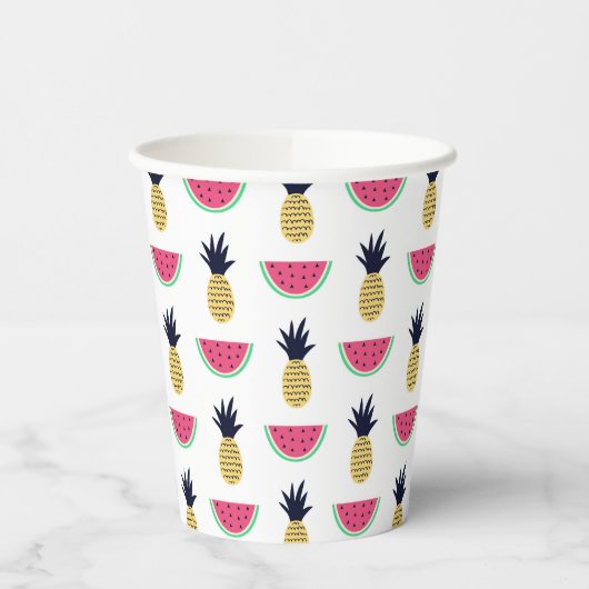 Niedliche Ananas & Watermelon Doodle Muster Pappbecher (Links)