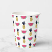 Niedliche Ananas & Watermelon Doodle Muster Pappbecher (Vorderseite)