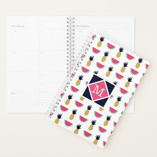 Niedliche Ananas & Watermelon Doodle Muster Planer (Anzeige)