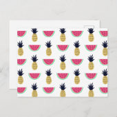 Niedliche Ananas & Watermelon Doodle Muster Postkarte (Vorne/Hinten)