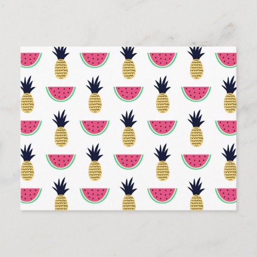 Niedliche Ananas & Watermelon Doodle Muster Postkarte (Vorderseite)