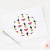 Niedliche Ananas & Watermelon Doodle Muster Runder Aufkleber (Umschlag)
