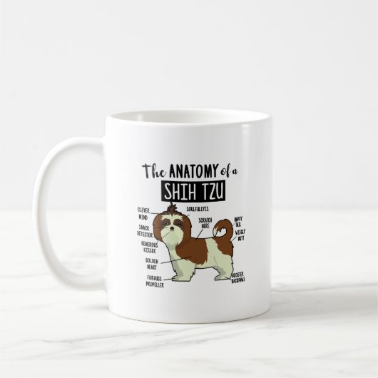 Niedliche Anatomie von schiitischen Tzu-Funny-Hund Kaffeetasse (Links)