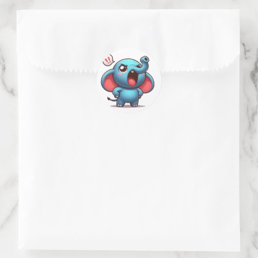 Niedliche Angry Elephant Runder Aufkleber (Tasche)