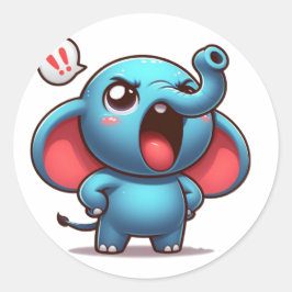Niedliche Angry Elephant Runder Aufkleber