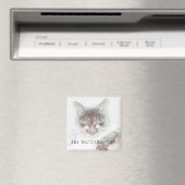 Niedliche Angry Funky Cat Face Sketch Magnet (In Situ (Geschirrspüler))