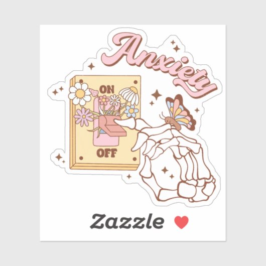 Niedliche Angststörung beim Ausschalten des Vinyl- Aufkleber (Blatt)