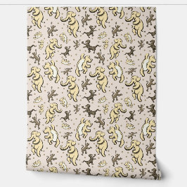 Niedliche Animateure tanzen Beige Creme Kinderzimm Tapete