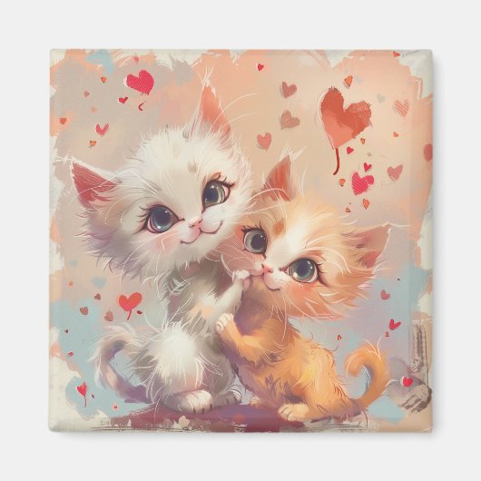 Niedliche Anime Cats Digitale Kunst Magnet (Vorne)