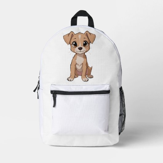 Niedliche Anime Dog Illustration mit Big Eyes Bedruckter Rucksack (Vorderseite)