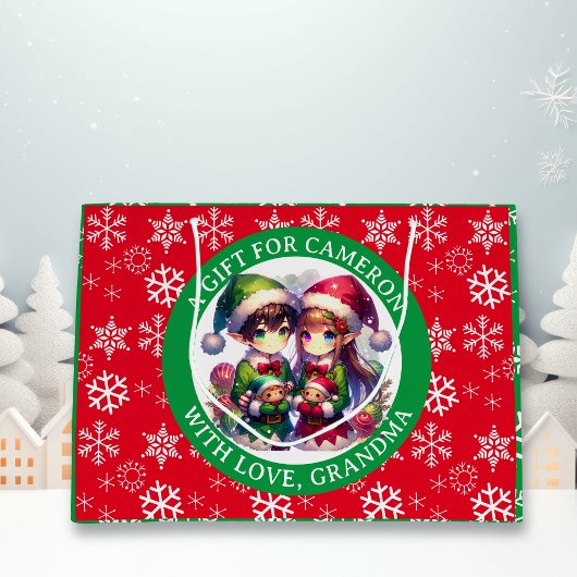 Niedliche Anime Elves Weihnachten Personalisiert Große Geschenktüte