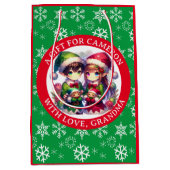 Niedliche Anime Elves Weihnachten Personalisiert Mittlere Geschenktüte (Vorderseite)