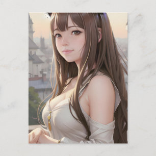 Niedliche Anime-Frau Postkarte