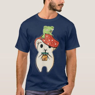 Niedliche Anime Frog Mushroom Matcha Tea T-Shirt