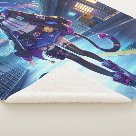 Niedliche Anime Gamer Girl & Cat | Groß Sherpadecke (3/4)