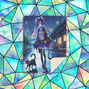 Niedliche Anime Gamer Girl & Cat   Groß Sherpadecke