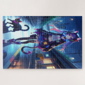 Niedliche Anime Gamer Girl & Cat | Puzzle (Horizontal)