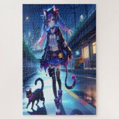 Niedliche Anime Gamer Girl & Cat | Puzzle (Vertikal)
