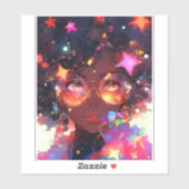 Niedliche Anime Girl American Art Aufkleber (Blatt)