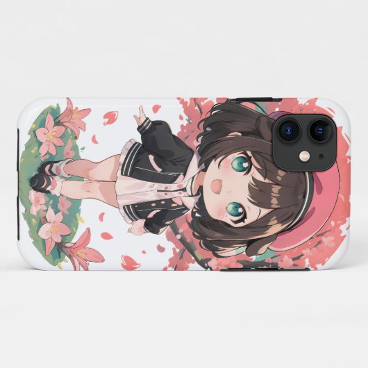 Niedliche Anime Girl & Cherry Blossom Harry Phone Case-Mate iPhone Hülle (Rückseite (Horizontal))