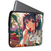 Niedliche Anime Girl Eating Erdbeeren | Sommertag Laptopschutzhülle (Vorne Rechts)