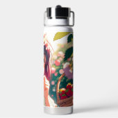 Niedliche Anime Girl Eating Erdbeeren | Sommertag Trinkflasche (Hinten)
