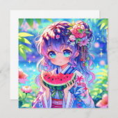 Niedliche Anime Girl Eating Watermelon (Vorne/Hinten)