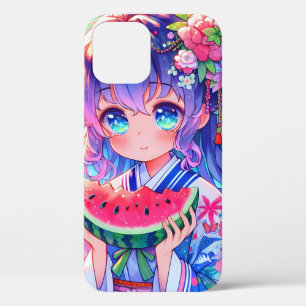 Niedliche Anime Girl Eating Watermelon Case-Mate iPhone Hülle