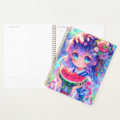 Niedliche Anime Girl Eating Watermelon Planer (Anzeige)