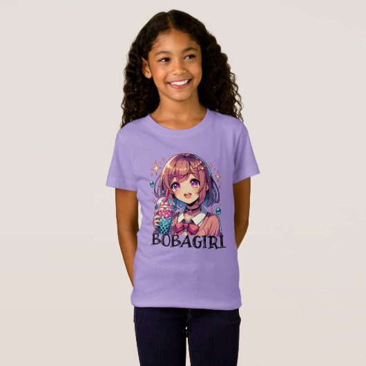Niedliche Anime Girl Holding Bubble Tee (Vorne ganz)