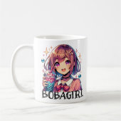 Niedliche Anime Girl Holding Bubble Tee Kaffeetasse (Links)