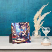 Niedliche Anime Girl in Glasses Reading Fotoplatte (InSitu)
