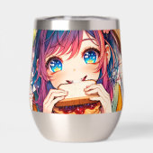 Niedliche Anime Girl isst einen Erdnussbutter und (Rückseite)