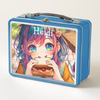 Niedliche Anime Girl isst einen Erdnussbutter und