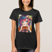 Niedliche Anime Girl isst einen Erdnussbutter und  T-Shirt (Vorderseite)