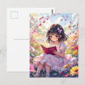 Niedliche Anime Girl Lesen eines Buches Postkarte (Vorne/Hinten)