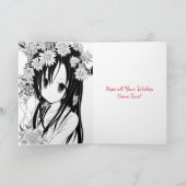 Niedliche Anime Girl mit Balloon Geburtstag Karte (Innenseite)