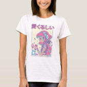 Niedliche Anime-Girl mit Brille T-Shirt (Vorderseite)