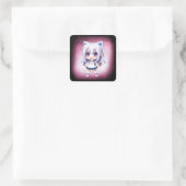 Niedliche Anime Girl mit Cat Ears Headband Quadratischer Aufkleber (Tasche)