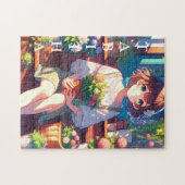 Niedliche Anime Girl mit einer Personalisierten Pf Puzzle (Horizontal)