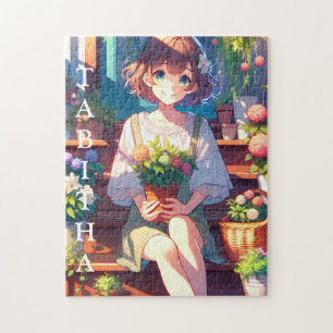 Niedliche Anime Girl mit einer Personalisierten Pf Puzzle